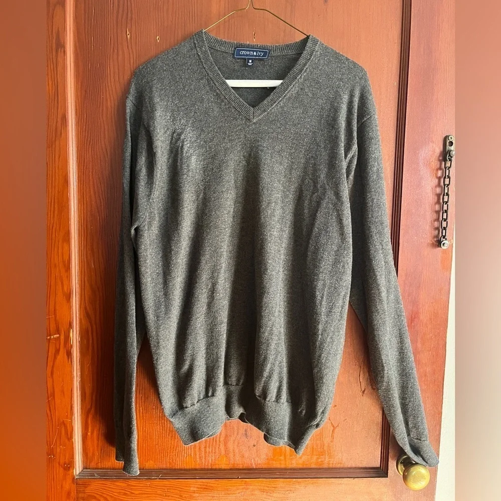 crown & ivy Charcoal V-Neck Sweater